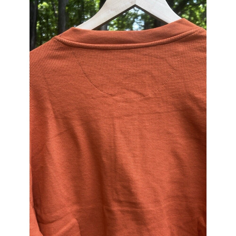 New Haband Henley Waffle Weave Shirt Size XL Orange Long Sleeve Thermal Preppy - Picture 7 of 7